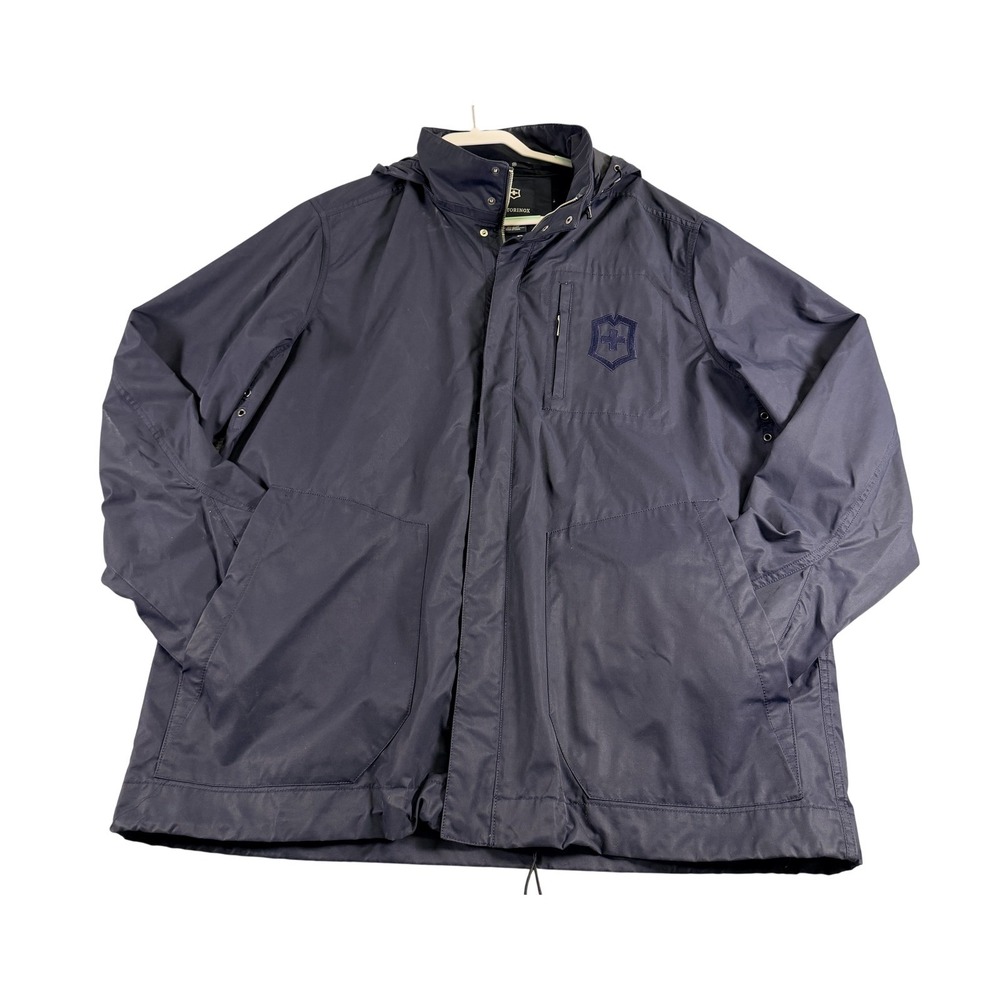 Victorinox Swiss Army Mens XL Navy Blue Hooded Full Zip Field Jacket Coat